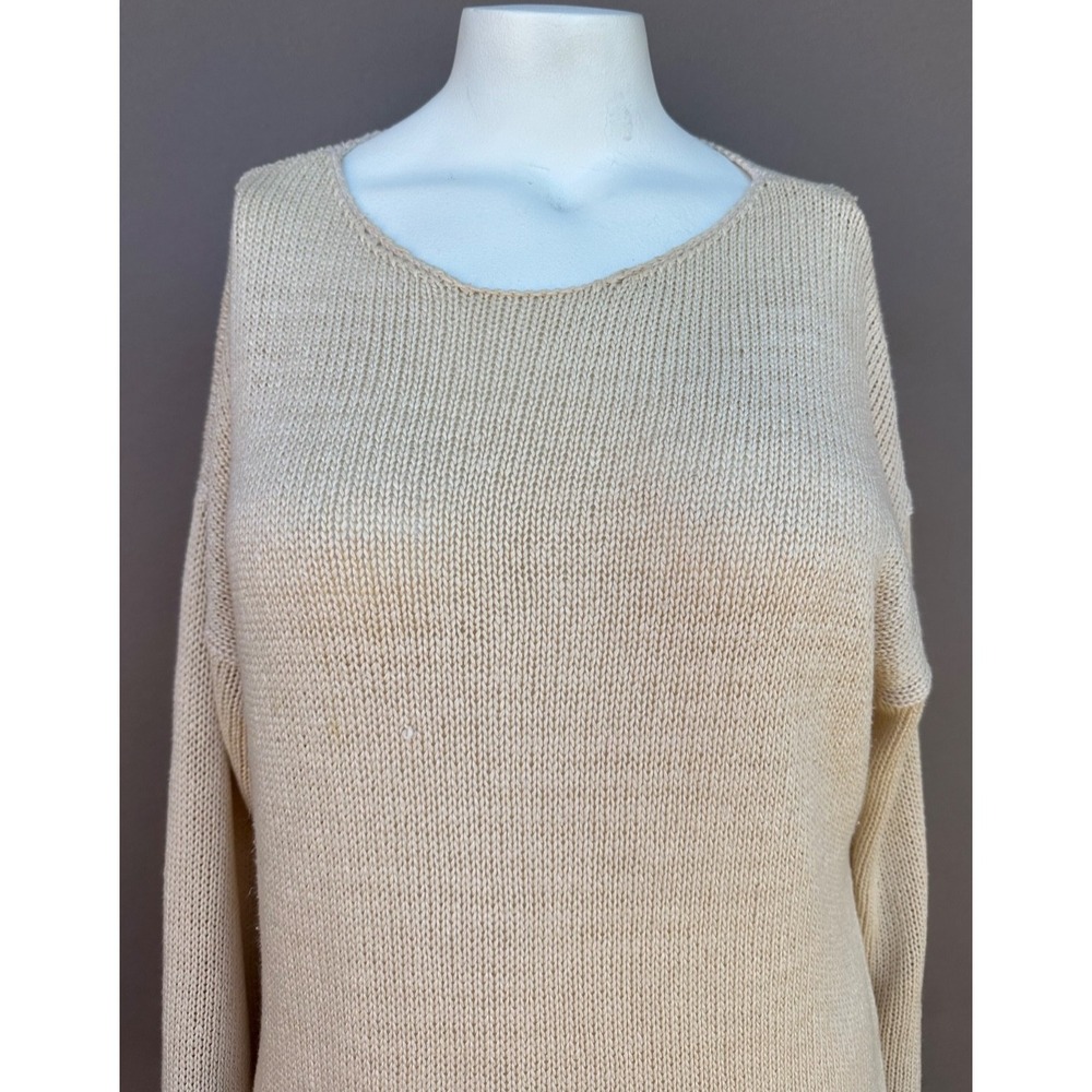 Soft Surroundings Women's Size Large Oatmeal Tunic Sweater Long Sleeve Pocket - Picture 2 of 11